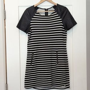 Sanctuary Faux Leather Striped Dress Size S